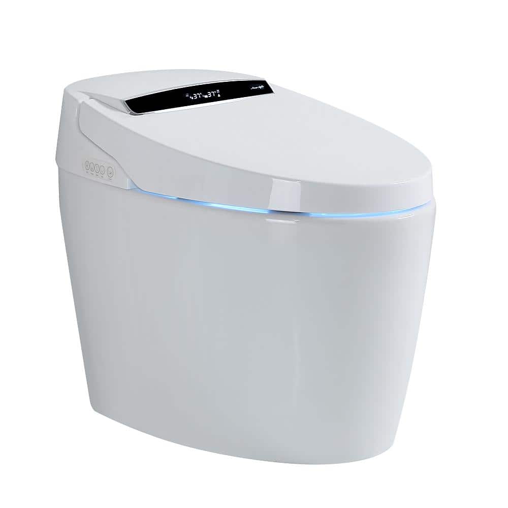 Bnuina Elongated Smart Bidet Toilet 1.28 GPF in White with Auto Open