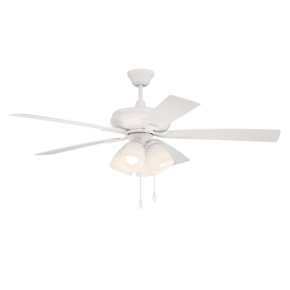 Eos 52-Inch White and Washed Oak Ceiling Fan with LED Lights