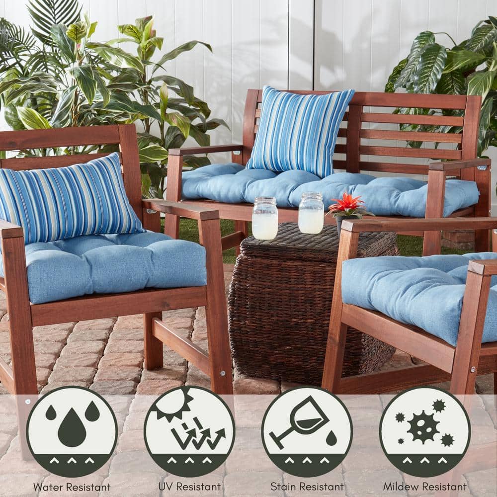 Sapphire Stripe 17" Square Outdoor Throw Pillows (Set of 2)