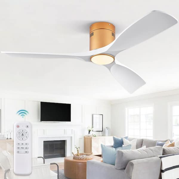 HINNIXY 52 in. Integrated LED Indoor/Outdoor Gold White-Blades Ceiling Fan with Light Kit and Remote Control