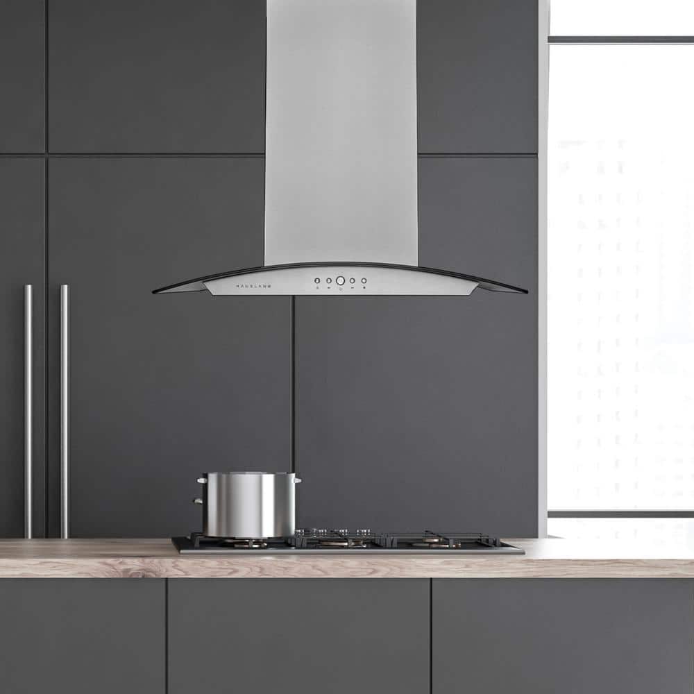 Hauslane 36" Stainless Steel Convertible Island Range Hood with Charcoal Filter