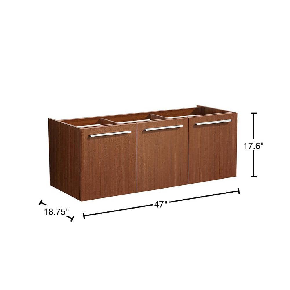 Vista 48" Teak Wall Hung Single Sink Vanity Base