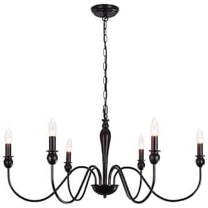 Damielle 6-Light Black Classic Traditional Chandelier Ceiling Fixture Farmhouse for Kitchen Island with no bulb included