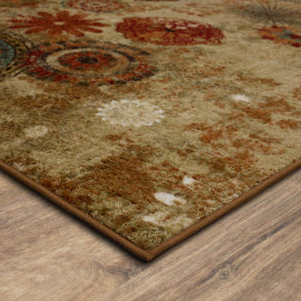 Caravan Blue Medallion Easy-Care Synthetic Rectangular Rug