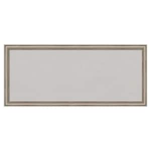 Salon Scoop Pewter Wood Framed Grey Corkboard 32 in. x 14 in. Bulletin Board Memo Board
