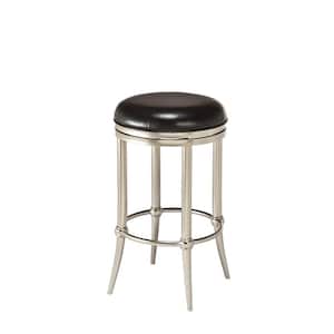 Cadman 26 in. Dull Nickel and Black Backless Counter Stool
