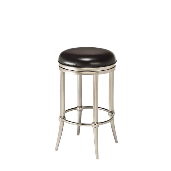 Hillsdale Furniture Cadman 26 in. Dull Nickel and Black Backless Counter Stool