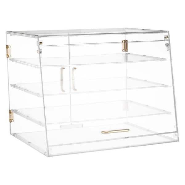 Bakery Display Case, 4-Tier Commercial Countertop Pastry Display Case, Clear Acrylic Bread Box, 20.9 x 17.1 x 16.3 in.