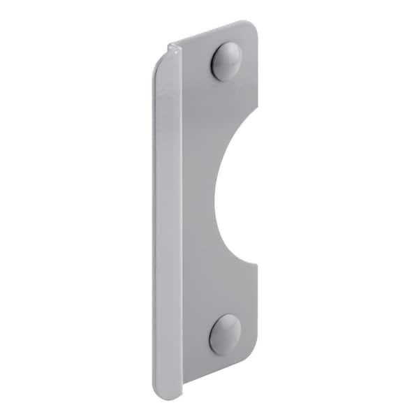Prime-Line 6 in. Gray-Painted Steel Latch Shield with 5/16 in. Offset and a Radius Cutaway to fit 2-3/8 in. Backsets
