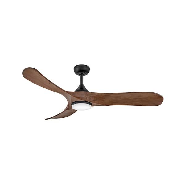 HINKLEY Swell Illuminated 56.0 in. Indoor/Outdoor Integrated LED Matte Black Ceiling Fan with Remote Control
