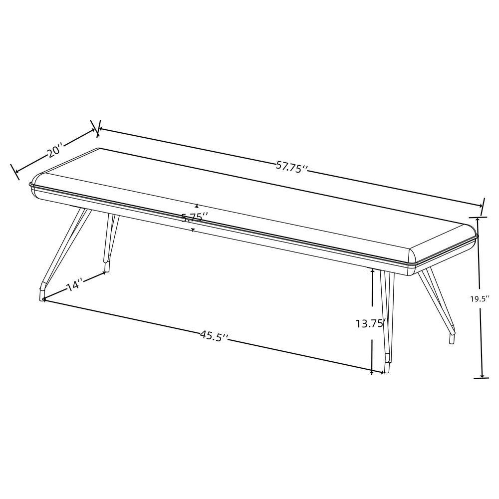 Beige Mid-Century Modern Upholstered Dining Bench with Hairpin Legs
