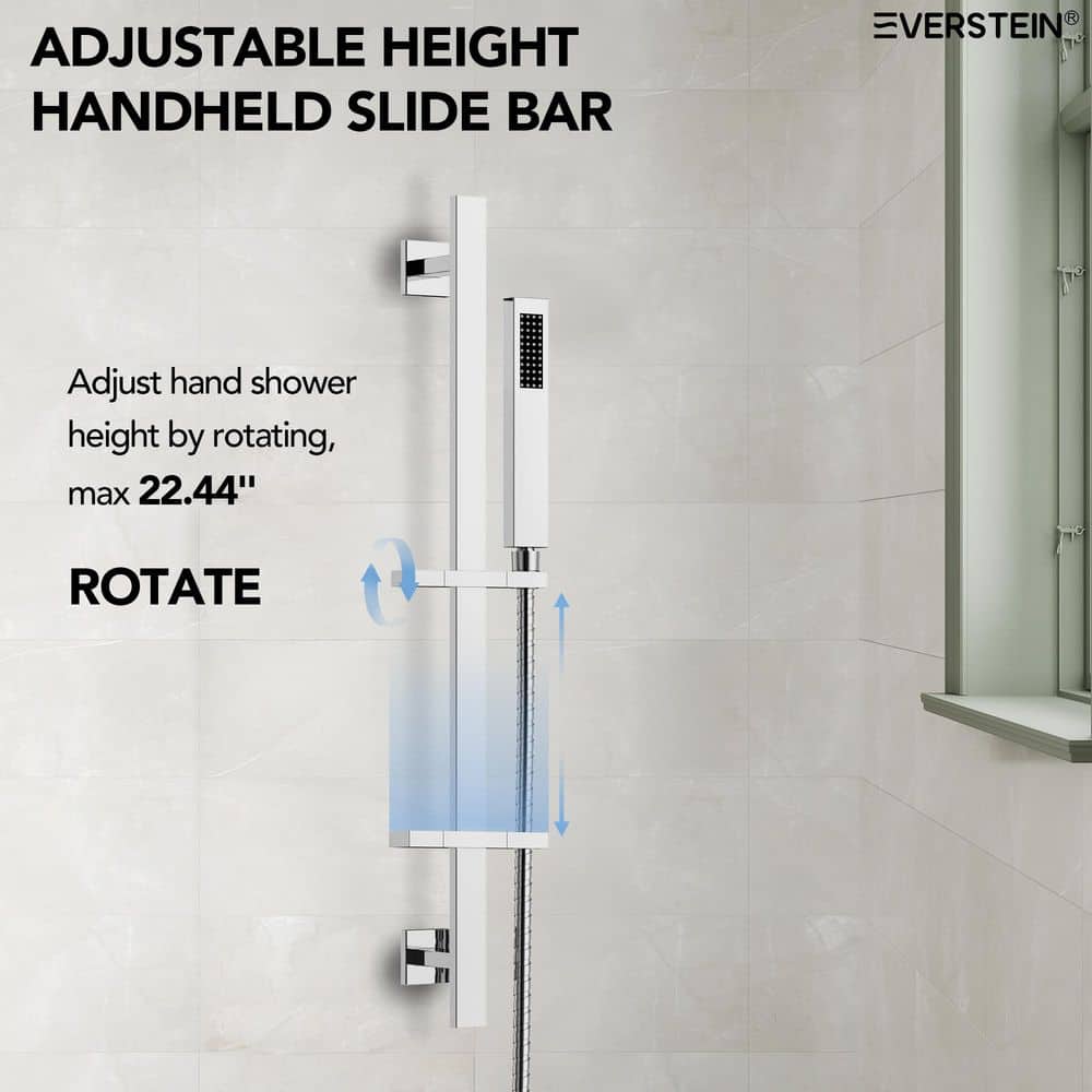 Chrome Dual Rainfall Shower System with Body Jets and Handheld