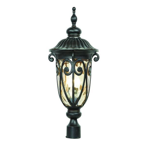 Yosemite Home Decor Viviana Collection 3-Light Oil Rubbed Bronze Outdoor Post Lamp