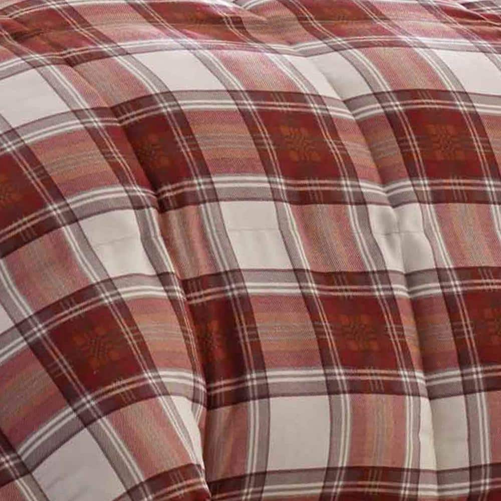 Full Red Plaid Reversible Down Alternative Comforter Set