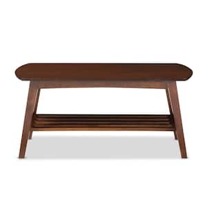 Sacramento Mid-Century 43 in. Brown Large Rectangle Wood Coffee Table with Shelf