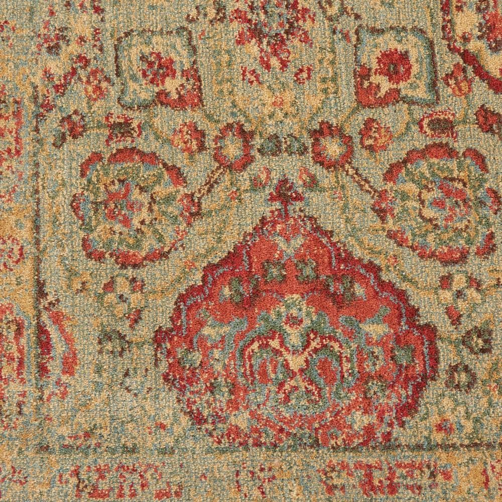 Light Green Wool and Viscose Handmade Rectangular Rug