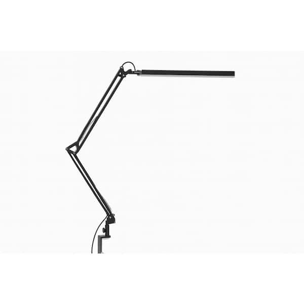 33 in. Tall Black LED Clip-On Desk Lamp, 12-Watt 5 Color Modes 11 Brightness Levels Adjustable Swing Arm Timmer Function