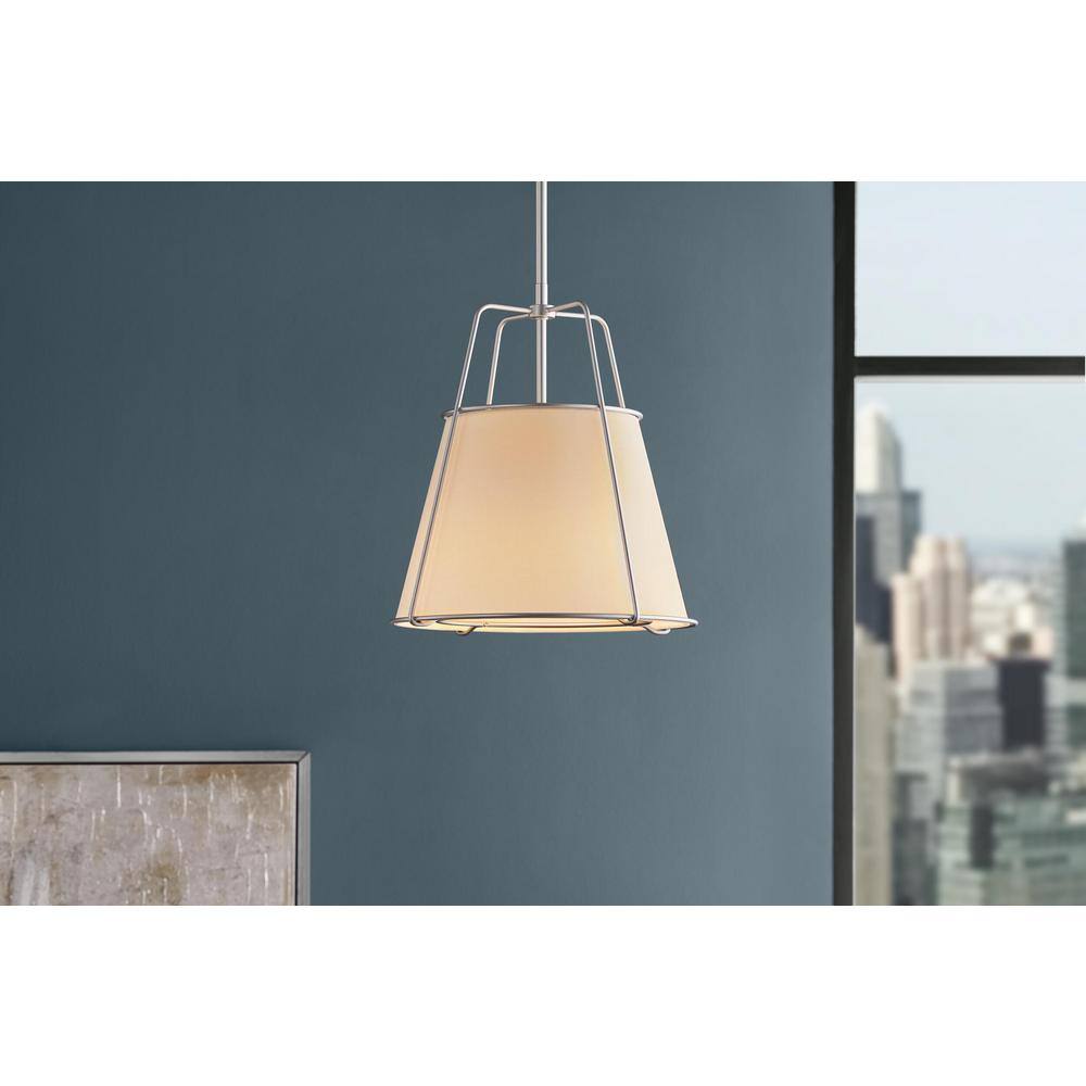 Havenport 2-Light Silver Pendant with White Fabric Shade price history on PriceWatchPro