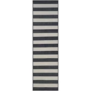 Afuera Yacht Club Onyx-Ivory 2 ft. 2 in. x 11 ft. 9 in. Indoor/Outdoor Runner Rug