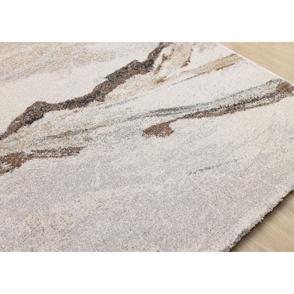 Sereni Collections 5 ft. x 8 ft. White Distressed, Organic Indoor Area Rug
