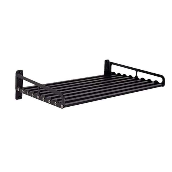 23.58 in. W x 15.52 in. D x 3 in. H in Black Assembled Wall Microwave Shelf, Wall-Mounted Electric Oven Holder Shelf