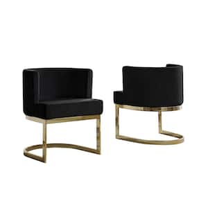 Joe Black Velvet Gold Chrome Chair (Set of 1)