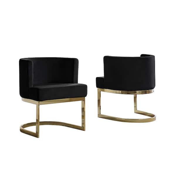 Best Quality Furniture Joe Black Velvet Gold Chrome Chair (Set of 1)