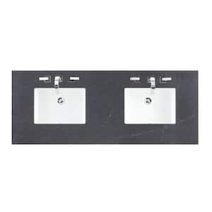 60 in. W x 23.5 in. D Double Basin Vanity Top in Charcoal Soapstone Silestone Quartz with White Basin