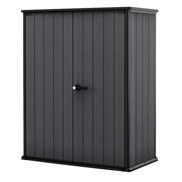 Keter Cortina Alto 2.4 ft. W x 4.5 ft. D Durable Resin Plastic Storage Shed with Flooring Grey (10.8 sq. ft.)
