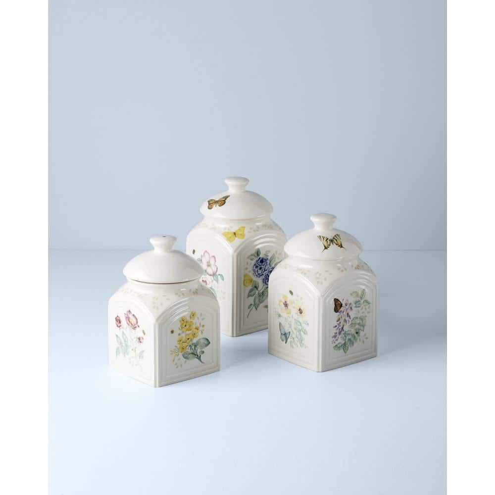 Butterfly Meadow White Ceramic Kitchen Canister Set