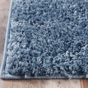 5' X 8' Blue Shag Stain Resistant Area Rug