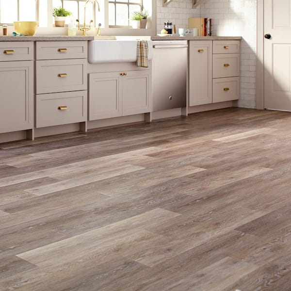 TrafficMaster Brushed Oak Taupe 4 MIL x 6 in. W x 36 in. L Grip Strip Water  Resistant Luxury Vinyl Plank Flooring (24 sqft/case) 95311 - The Home Depot