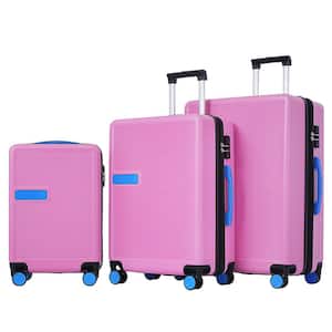 3-Piece Pink Expandable ABS Hardshell Spinner 20 in. plus 24 in. plus 28 in. Luggage Set, Telescoping Handle, TSA Lock
