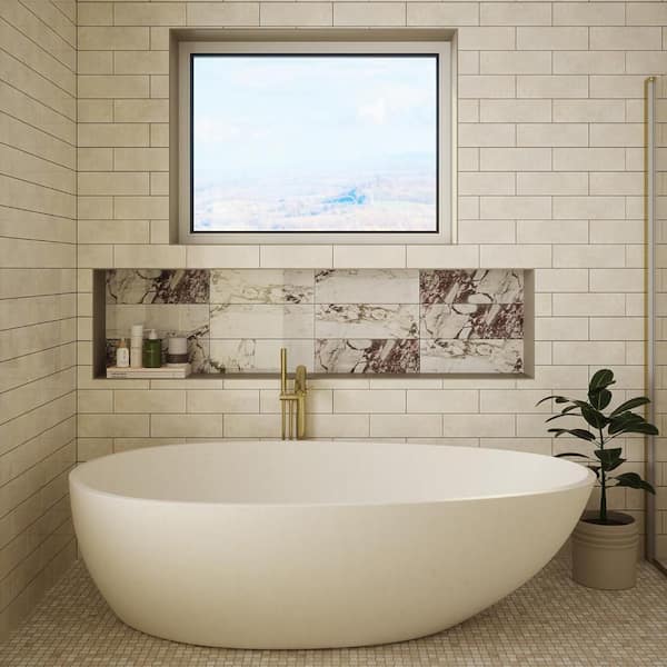 Jeffrey Court Lumi Cream 4 in. x 12 in. Glossy Rectangle Ceramic
