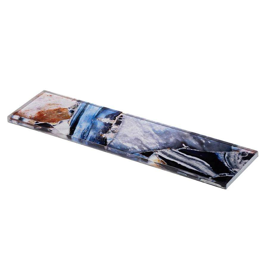 Carnelian 3" x 12" Glossy Brown and Blue Glass Subway Tile