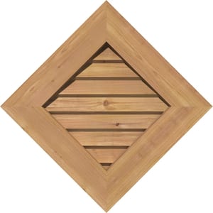 18.375" x 18.375" Diamond Unfinished Smooth Western Red Cedar Wood Paintable Gable Louver Vent Decorative