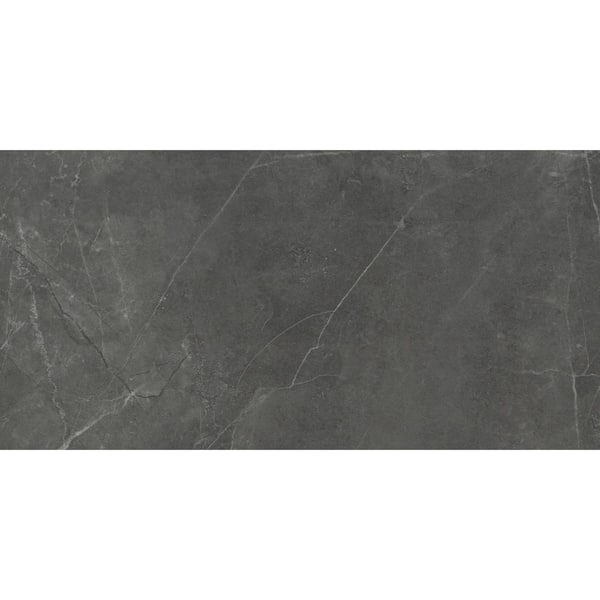 EMSER TILE Sterlina Asphalt 5.83 in. x 11.81 in. Polished Marble Look Porcelain Floor and Wall Tile (10.516 sq. ft./Case)