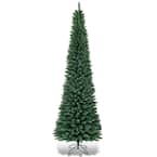 9 ft. PVC Artificial Slim Pencil Unlit Christmas Tree with Stand Home Holiday Decor Green