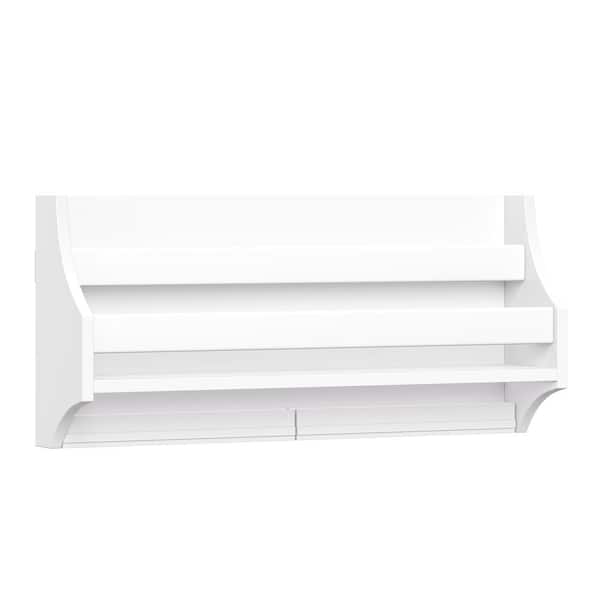 RiverRidge Home 21.18 in. Wide White Painted Wall Mount Bookshelf with 2-Kids Art Display Bars, floating Bookshelf for Book Nook