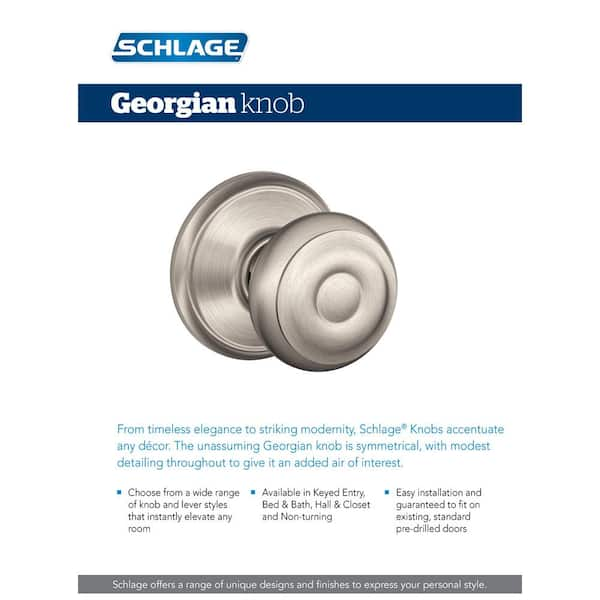 Schlage Georgian Antique Brass Passage Hall/Closet Door Knob F10