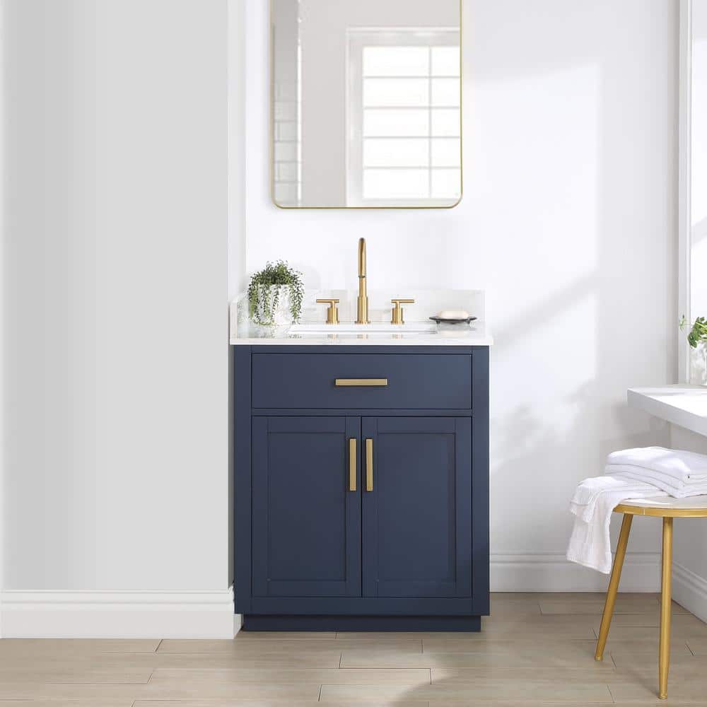 Gavino 30" Royal Blue Wood Vanity with Composite Stone Top