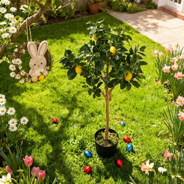 JANPROLIA 5 Ft Easter Artificial Lemon Tree, Faux Plant for