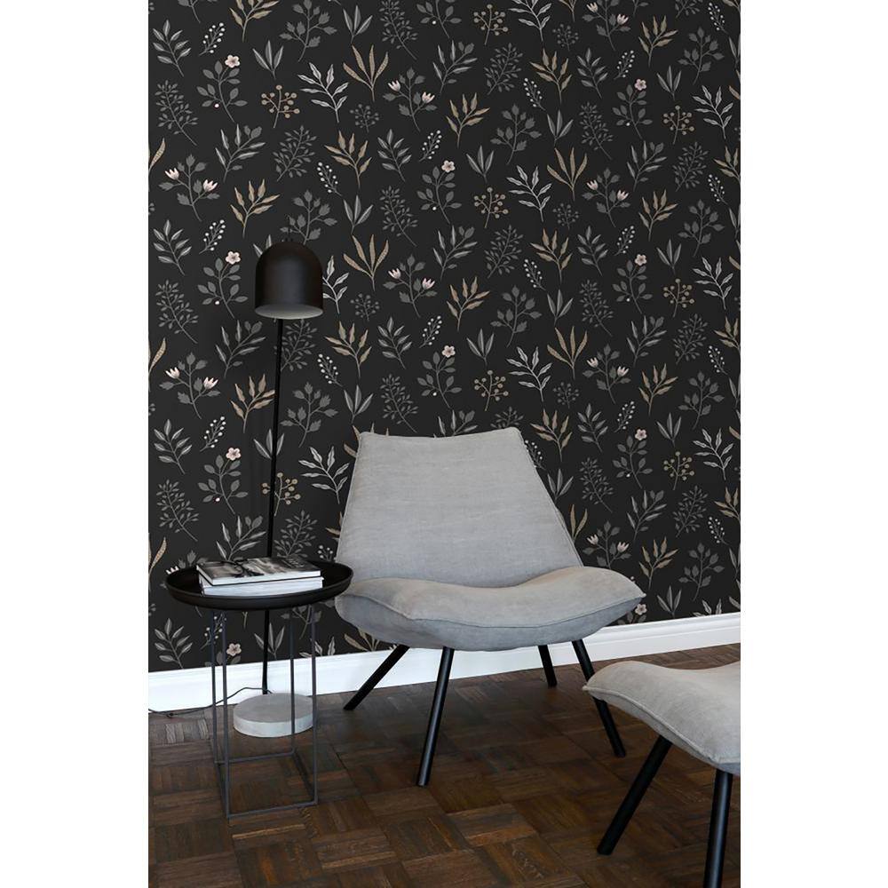 Cynara Charcoal Grey Scandinavian Floral Wallpaper