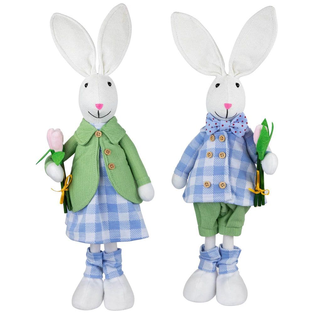 "Bunny Couple in Matching Checkered Outfits Easter Figures-18.75""-Set of 2" price history on PriceWatchPro