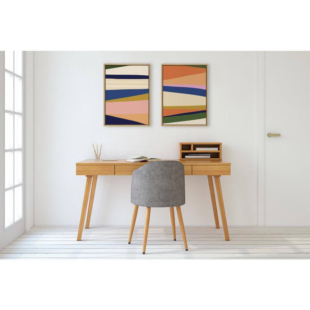 Boho Abstract Multicolor Canvas Art Set with Natural Frame, 18x24