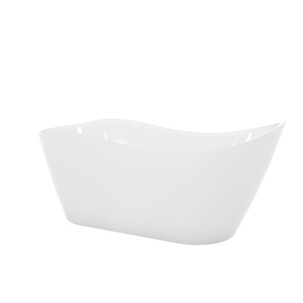 Mirage 65.37 in. L x 28 in. W Acrylic Freestanding Slipper Soaking Bathtub with Reversible Drain in Brushed Nickel