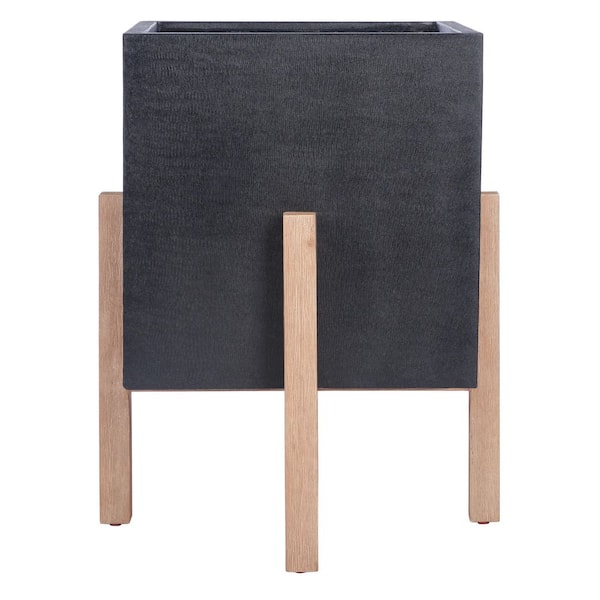 Borsla Black Concrete Ficonstone Outdoor Planter (23.4 in. W x 29.5 in. H)
