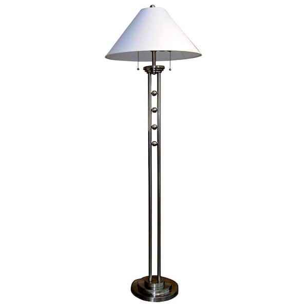 ORE International 63 in. Silvertone Metal Floor Lamp