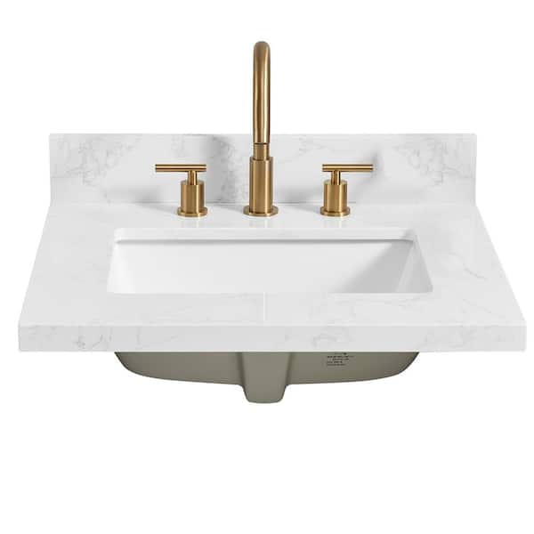 Jaen 25 in. W x 22 in. D Engineered Stone Composite White Rectangular Single Sink Vanity Top in Grain White