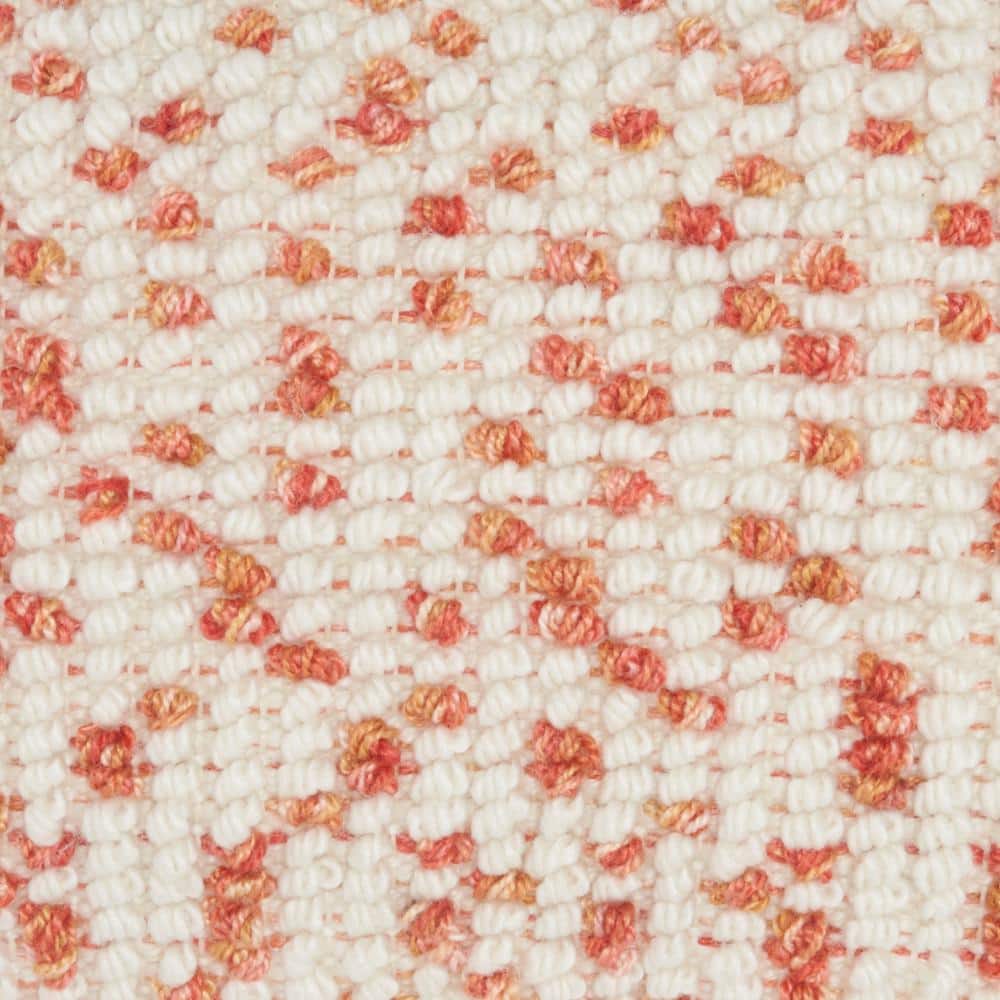 Coral and White Embroidered Square Throw Pillow Set